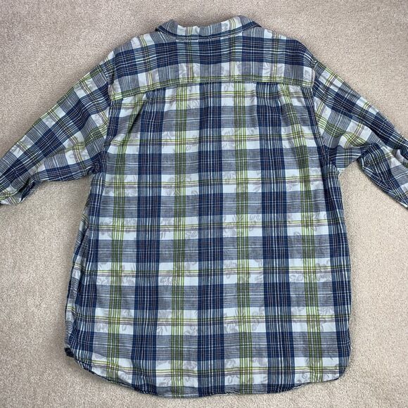 Tommy Bahama Blue Palapa Plaid Size XL Seagrove Floral Button Up - Picture 7 of 14
